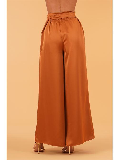 Pantalone palazzo in raso twins fantasy | T4950PBROWN